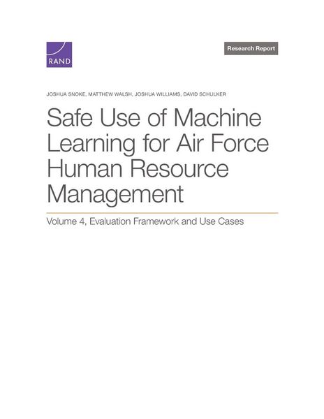 Produktbild: Safe Use of Machine Learning for Air Force Human Resource Management