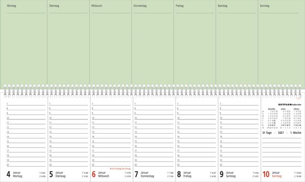 Produktbild: Tischquerkalender 1W/2S PERFO XL Blauer Engel 2027