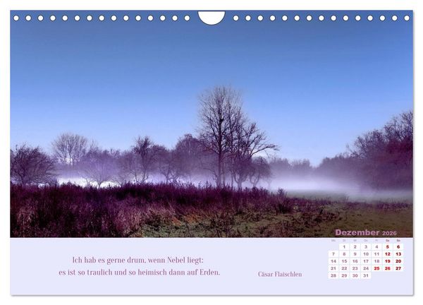 Produktbild: Nebelfarben. Ein poetischer Spaziergang (Wandkalender 2026 DIN A4 quer), CALVENDO Monatskalender