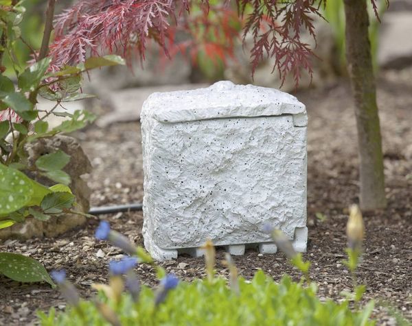 Gartensteckdose 2-fach Garten Steckdose Stein mit Zeitschaltuhr Steinoptik