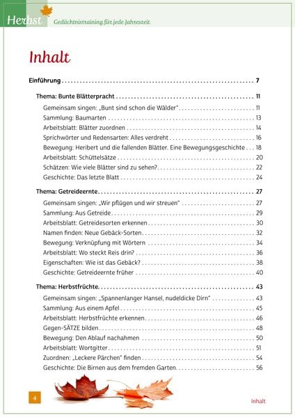 Produktbild: Ged&auml;chtnistraining f&uuml;r jede Jahreszeit - Herbst. F&uuml;r Senioren. Auch mit Demenz. Mit Kopiervorlagen