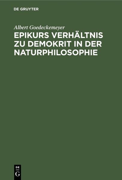 Produktbild: Epikurs Verh&auml;ltnis zu Demokrit in der Naturphilosophie