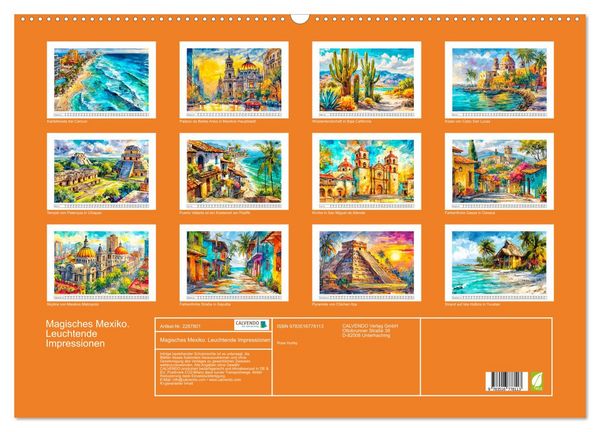 Produktbild: Magisches Mexiko. Leuchtende Impressionen (Wandkalender 2027 DIN A2 quer), CALVENDO Monatskalender