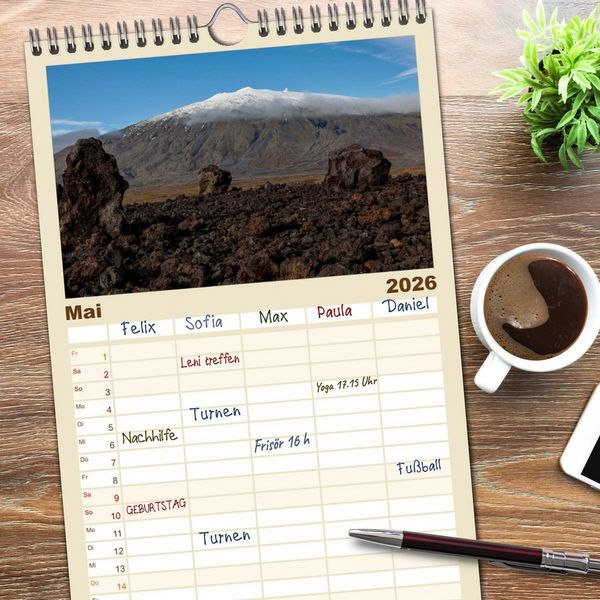 Produktbild: Familienplaner 2026 - Island - Land aus Feuer und Eis mit 5 Spalten (Wandkalender, 21 x 45 cm) CALVENDO