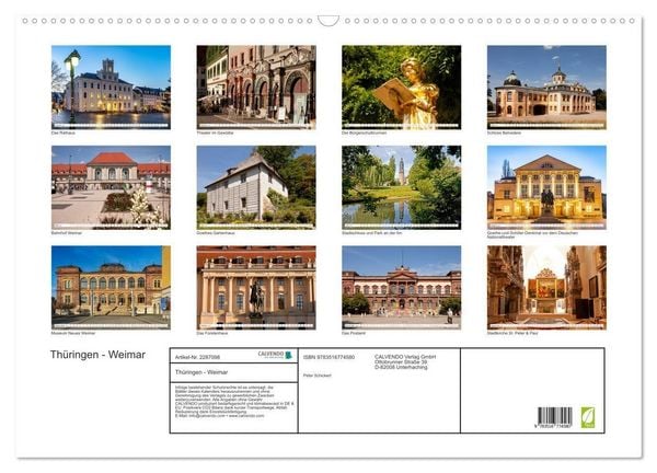 Produktbild: Th&uuml;ringen - Weimar (Wandkalender 2027 DIN A2 quer), CALVENDO Monatskalender