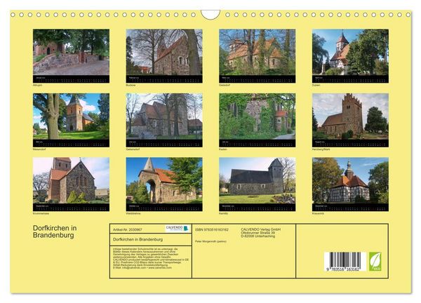Produktbild: Dorfkirchen in Brandenburg (Wandkalender 2026 DIN A3 quer), CALVENDO Monatskalender