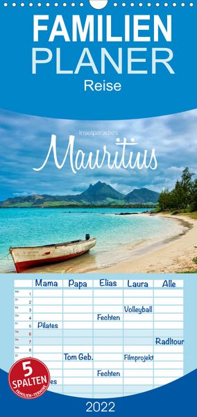 Produktbild: Familienplaner Inselparadies Mauritius (Wandkalender 2022 , 21 cm x 45 cm, hoch)