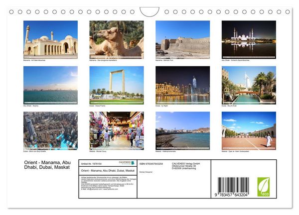 Produktbild: Orient - Manama, Abu Dhabi, Dubai, Maskat (Wandkalender 2026 DIN A4 quer), CALVENDO Monatskalender