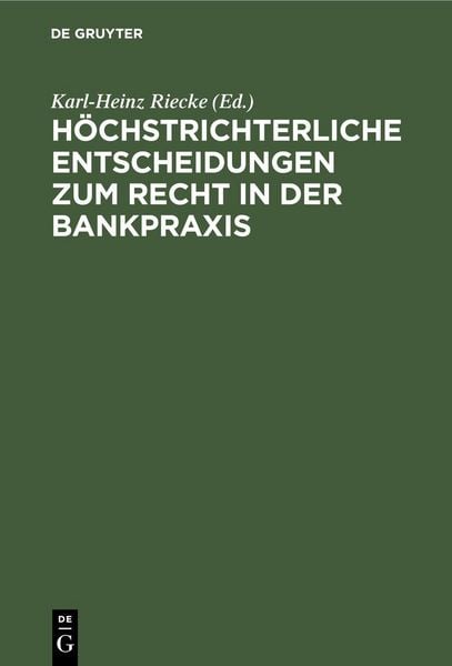 Produktbild: H&ouml;chstrichterliche Entscheidungen zum Recht in der Bankpraxis