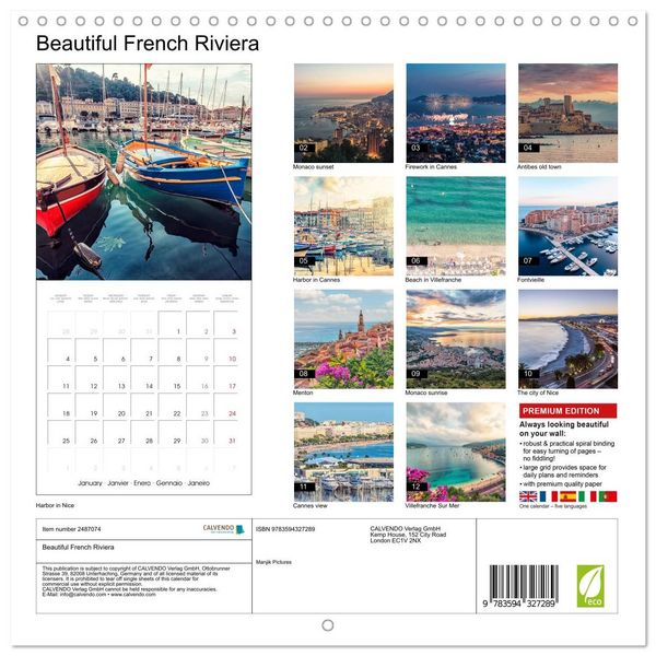 Produktbild: Beautiful French Riviera (Wall Calendar 2027 12 &times; 12 Inch) CALVENDO 12 Month Wall Calendar