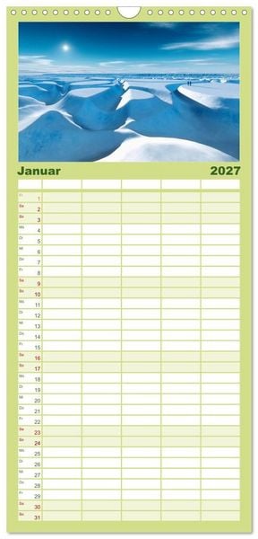 Produktbild: Familienplaner 2027 - Bezaubernde Landschaften mit 5 Spalten (Wandkalender, 21 x 45 cm) CALVENDO