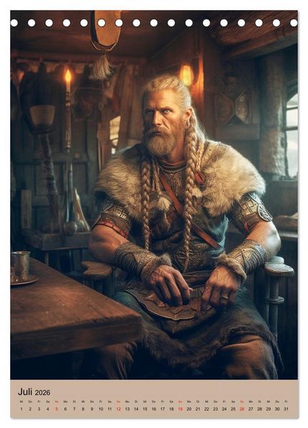 Produktbild: Wikinger-Fantasy. Wilde Krieger aus dem Norden (Tischkalender 2026 DIN A5 hoch), CALVENDO Monatskalender