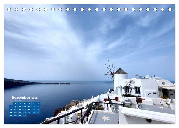 Produktbild: SANTORIN &ndash; Die atemberaubende Sch&ouml;nheit der magischen Insel (Tischkalender 2026 DIN A5 quer), CALVENDO Monatskalender