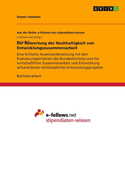 Produktbild: Zur Bewertung der Nachhaltigkeit von Entwicklungszusammenarbeit