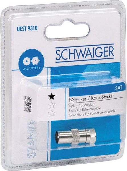 Produktbild: Schwaiger UEST9310531 F-Koax-Adapter Anschl&uuml;sse: F-Stecker, Koax-Stecker IEC 1St.