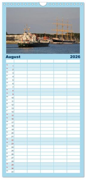 Produktbild: Familienplaner 2026 - Shipspotting Travem&uuml;nde mit 5 Spalten (Wandkalender, 21 x 45 cm) CALVENDO