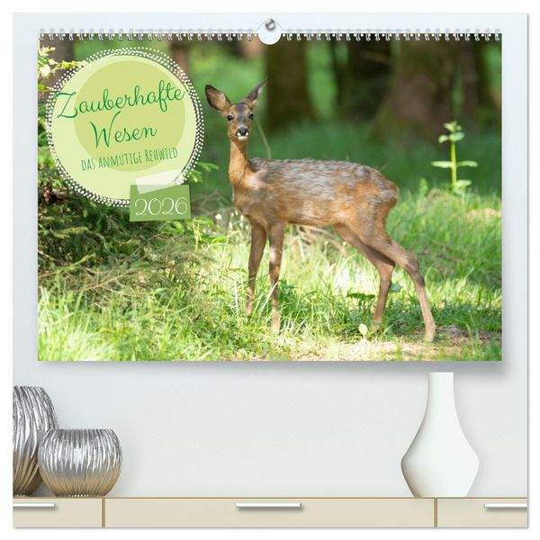 Produktbild: Zauberhafte Wesen - anmutiges Rehwild (hochwertiger Premium Wandkalender 2026 DIN A2 quer), Kunstdruck in Hochglanz