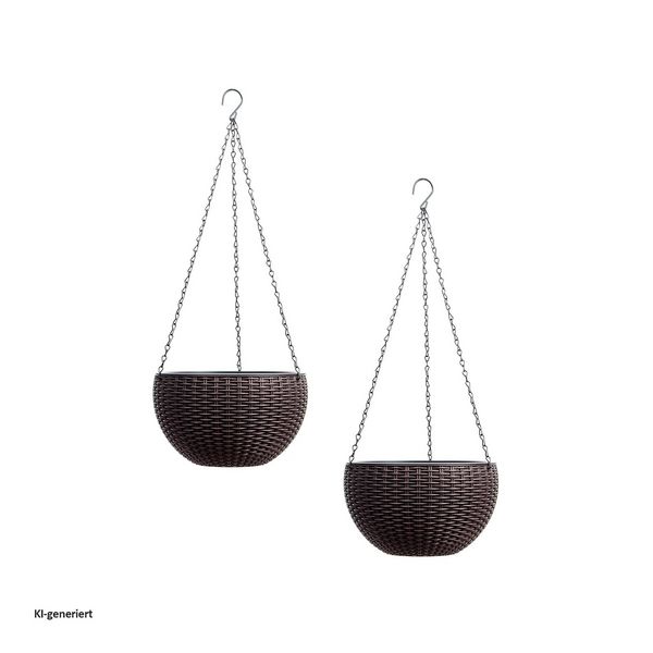 Produktbild: HTI-Living HTI-Living Blumenampel 2er Set Rattanoptik Braun