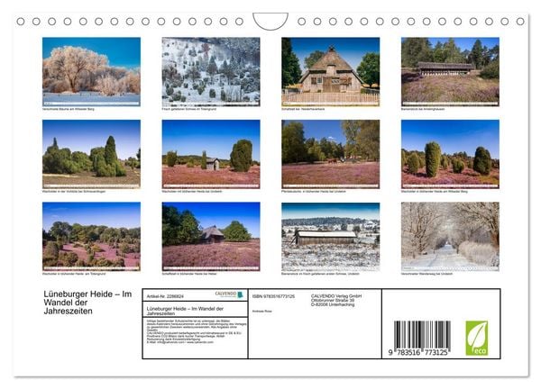 Produktbild: L&uuml;neburger Heide &ndash; Im Wandel der Jahreszeiten (Wandkalender 2027 DIN A4 quer), CALVENDO Monatskalender