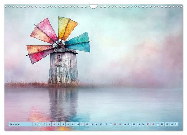 Produktbild: Windgefl&uuml;ster-M&uuml;hlenimpressionen (Wandkalender 2026 DIN A3 quer), CALVENDO Monatskalender