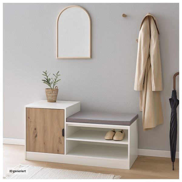 Produktbild: HTI-Living Schuhregal mit Sitzpolster Dana Wei&szlig;-Artisaneiche
