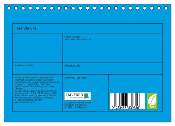 Produktbild: Freeride Life (Tischkalender 2026 DIN A5 quer), CALVENDO Monatskalender
