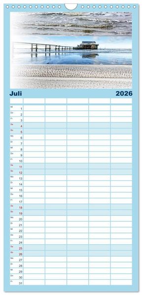 Produktbild: Familienplaner 2026 - K&uuml;stenstreifen an der Nordsee mit 5 Spalten (Wandkalender, 21 x 45 cm) CALVENDO