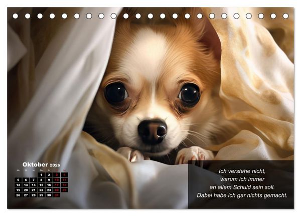 Produktbild: Lustige Chihuahua-Momente (Tischkalender 2026 DIN A5 quer), CALVENDO Monatskalender