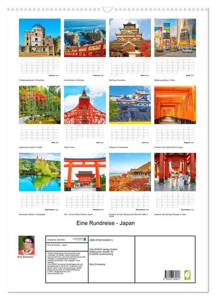 Produktbild: Eine Rundreise - Japan (Wandkalender 2026 DIN A2 hoch), CALVENDO Monatskalender