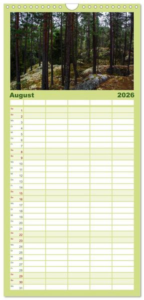 Produktbild: Familienplaner 2026 - Wald mit 5 Spalten (Wandkalender, 21 x 45 cm) CALVENDO