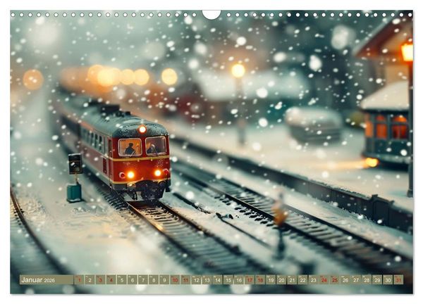 Produktbild: Miniaturwelt Eisenbahn - Zug um Zug ins Abenteuer (Wandkalender 2026 DIN A3 quer), CALVENDO Monatskalender