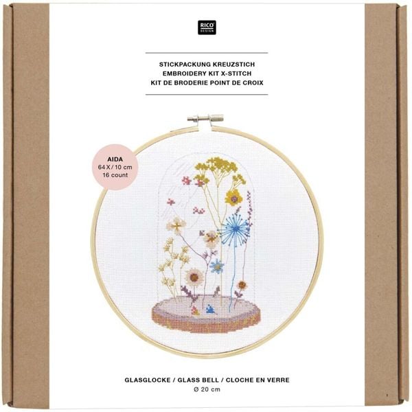 Produktbild: Stickpackung Kreuzstich Transformation Glasglocke