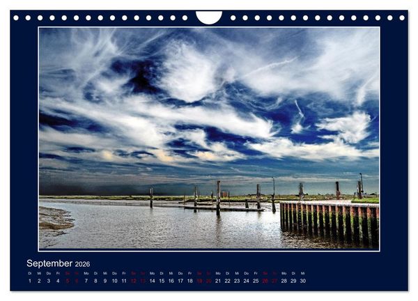 Produktbild: Wolken, Watt und Wellen. Fotografische Impressionen vom Jadebusen. (Wandkalender 2026 DIN A4 quer), CALVENDO Monatskalender