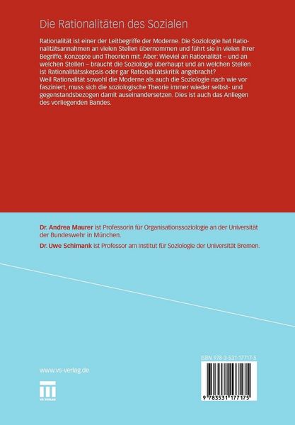 Produktbild: Die Rationalit&auml;ten des Sozialen