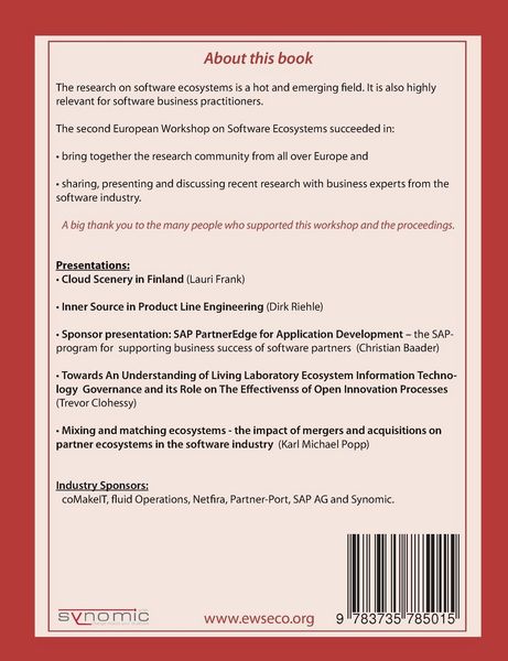 Produktbild: Proceedings of the European Workshop on Software Ecosystems 2013
