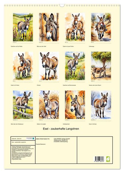 Produktbild: Esel - zauberhafte Langohren (Wandkalender 2026 DIN A2 hoch), CALVENDO Monatskalender