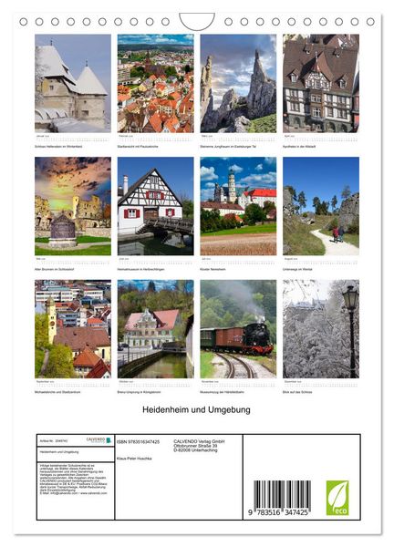 Produktbild: Heidenheim und Umgebung (Wandkalender 2026 DIN A4 hoch), CALVENDO Monatskalender