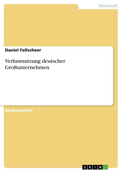 Produktbild: Verlustnutzung deutscher Gro&szlig;unternehmen