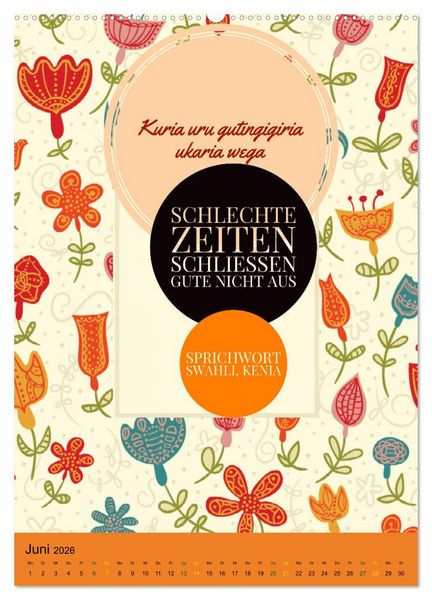 Produktbild: Kenia..mit einem Hauch Poesie - Weisheiten und Zitate (hochwertiger Premium Wandkalender 2026 DIN A2 hoch), Kunstdruck in Hochglanz