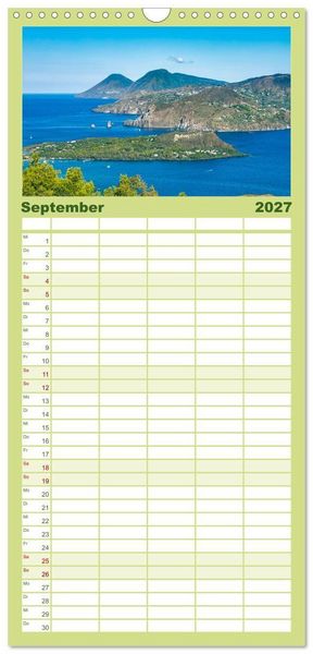 Produktbild: Familienplaner 2027 - Liparische Inseln - Vulkane im Tyrrhenischen Meer mit 5 Spalten (Wandkalender, 21 x 45 cm) CALVENDO