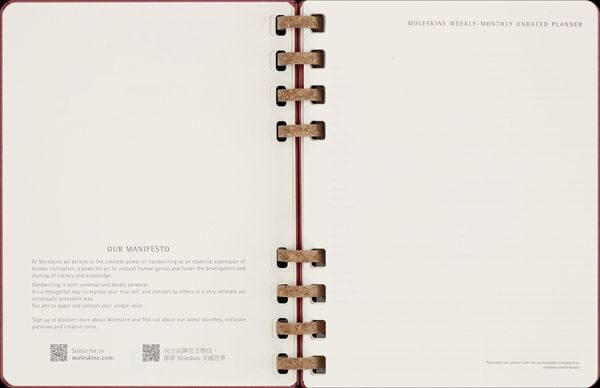 Produktbild: Moleskine Undatierter Life Kalender Mit Spiralbindung, Xl, Wochen-Monatskalender, Fester Einband, Crush Cherry
