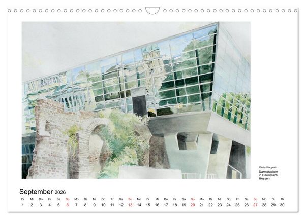 Produktbild: Pinselspuren einer Deutschlandreise - 12 Aquarelle von Dieter Klapproth (Wandkalender 2026 DIN A3 quer), CALVENDO Monatskalender