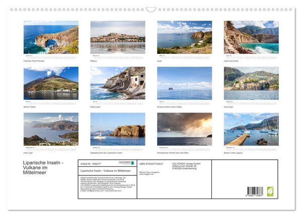 Produktbild: Liparische Inseln - Vulkane im Mittelmeer (Wandkalender 2026 DIN A2 quer), CALVENDO Monatskalender