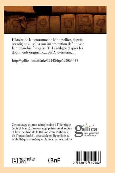 Produktbild: Histoire de la commune de Montpellier. T. 1 (&Eacute;d.1851)