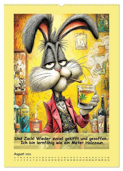 Produktbild: Kneipen-Hasen. Trinkende Spr&uuml;cheklopfer (hochwertiger Premium Wandkalender 2026 DIN A2 hoch), Kunstdruck in Hochglanz