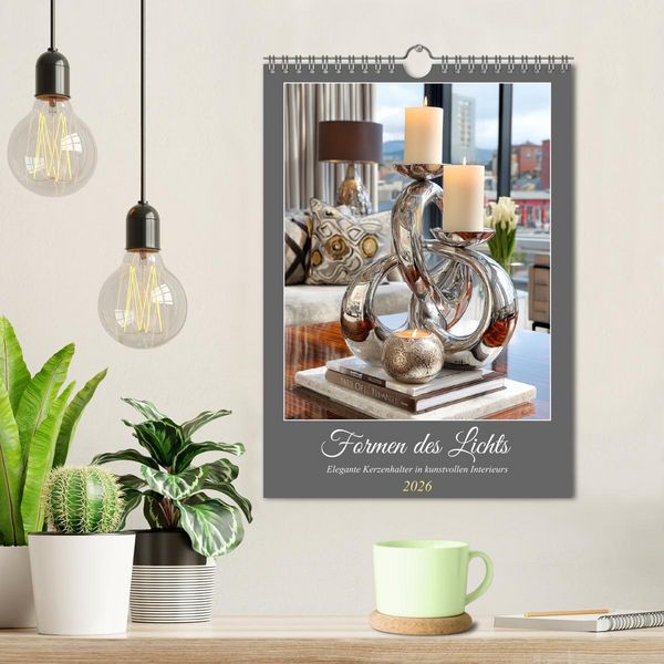 Produktbild: Formen des Lichts. Elegante Kerzenhalter in kunstvollen Interieurs (Wandkalender 2026 DIN A4 hoch), CALVENDO Monatskalender
