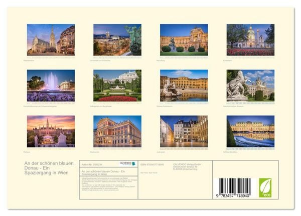 Produktbild: An der sch&ouml;nen blauen Donau - Ein Spaziergang in Wien (Wandkalender 2026 DIN A4 quer), CALVENDO Monatskalender