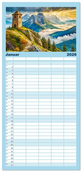 Produktbild: Familienplaner 2026 - Pl&auml;tze zum Tr&auml;umen mit 5 Spalten (Wandkalender, 21 x 45 cm) CALVENDO