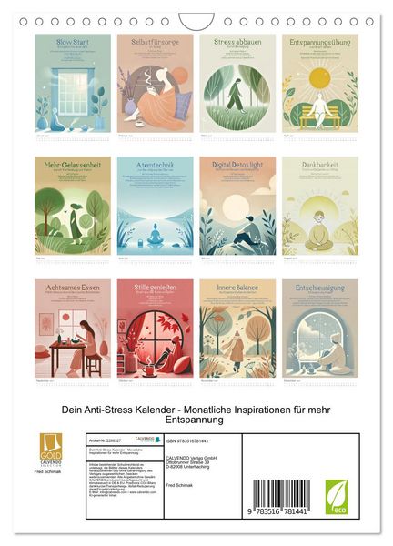 Produktbild: Dein Anti-Stress Kalender - Monatliche Inspirationen f&uuml;r mehr Entspannung (Wandkalender 2027 DIN A4 hoch), CALVENDO Monatskalender