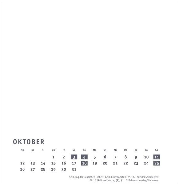 Produktbild: Premium-Bastelkalender weiß groß 2026